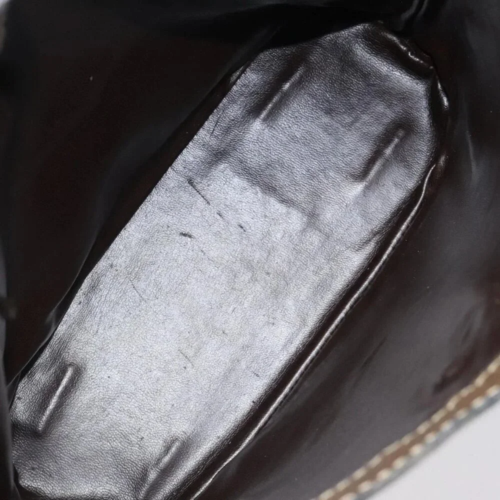 FENDI Zucchino Canvas Shoulder Bag Enamel Beige Gold Auth ep8215 - Picture 12 of 16